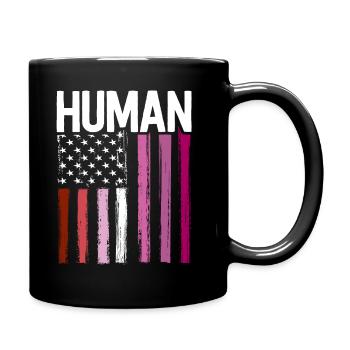 Lesbian Pride Shirt Human LGBT Rainbow American - Full Colour Mug - black - Right