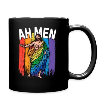 Ah Men Gay Jesus Shirt Funny LGBTQ Shirts Gifts - Full Colour Mug - black - Right
