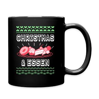 Ugly Christmas Weihnachten Esse Weihnachtsessen - Tasse einfarbig - Schwarz - Rechts