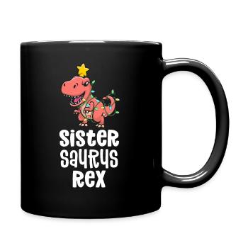 Sistersaurus Rex Girl Matching Dino Family - Full Colour Mug - black - Right