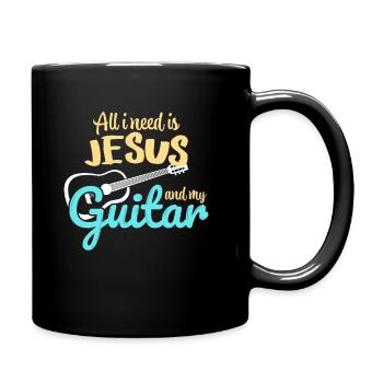Ich brauche nur Jesus und meine Gitarre - Tasse einfarbig - Schwarz - Rechts
