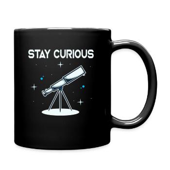 Restez curieux astronome astronome télescope - Mug uni - noir - Droite