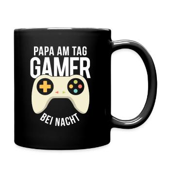 Papa am Tag Gamer bei Nacht Zocker Gaming Vater - Tasse einfarbig - Schwarz - Rechts