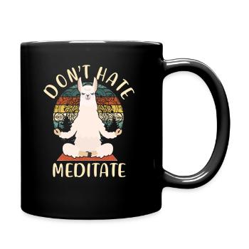 Meditation Lama Namaste Yoga Tier Alpaka Spruch - Tasse einfarbig - Schwarz - Rechts
