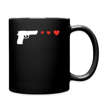 Herzen Liebes Pistole - Tasse einfarbig - Schwarz - Rechts