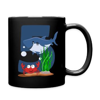Hai Unterwasserwelt 5 Geburtstag - Tasse einfarbig - Schwarz - Rechts