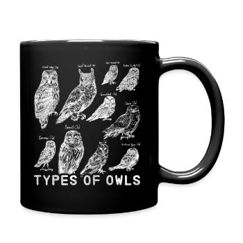 Eule Raubvogel - Tasse einfarbig - Schwarz - Rechts