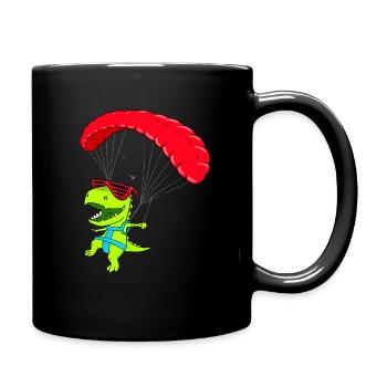 Lustiger Hanggleiter Dinosaurier Paraglider Flug - Tasse einfarbig - Schwarz - Rechts