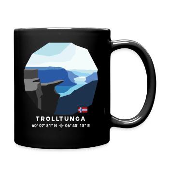 Trolltunga Fels Hardangerfjord Norwegen Flagge - Tasse einfarbig - Schwarz - Rechts