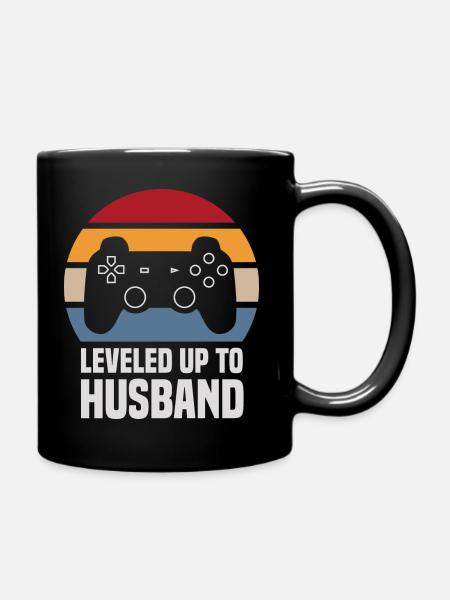 Leveled up To Husband Hochzeit Heirat Gaming Gamer - Tasse einfarbig - Schwarz