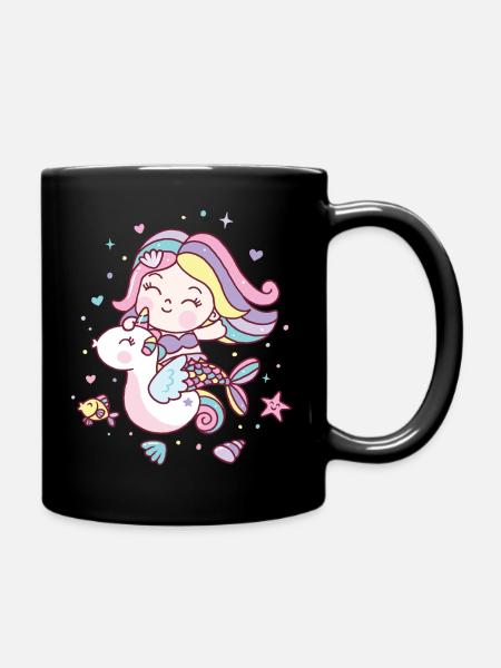 Meerjungfrau - Tasse einfarbig - Schwarz
