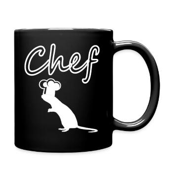 Chefkoch Comicfigur Ratte mit Kochmütze Geschenk - Tasse einfarbig - Schwarz - Rechts