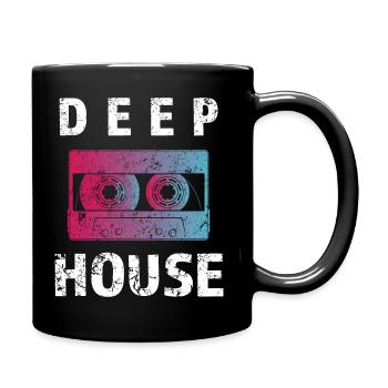 Deep House Cassette, Geschenkidee DJ, Rave, Club - Tasse einfarbig - Schwarz - Rechts