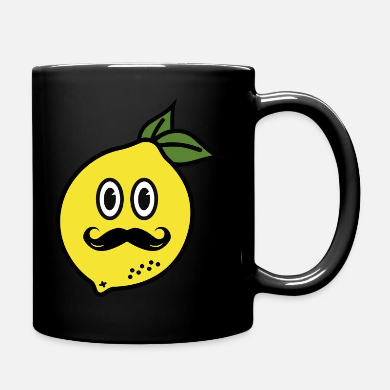 Freche Zitrone mit Schnurrbart Zeichnung Comic - Tasse einfarbig - Schwarz