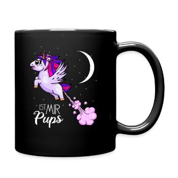 Ist mir Pups Einhorn Pups - Tasse einfarbig - Schwarz - Rechts