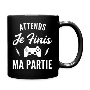 attends je finis ma partie / humour gamer geek - Mug uni - noir - Droite