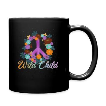 Wild Child Peace Hippies Woodstock Retro - Full Colour Mug - black - Right