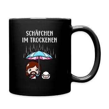 Schäfchen im Trockenen Jesus Christlich Fun - Tasse einfarbig - Schwarz - Rechts
