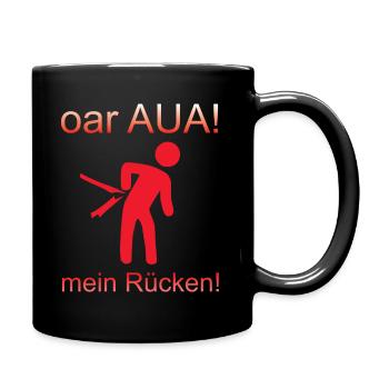 Rücken Rückenschmerzen Schmerzen Bauarbeiter - Tasse einfarbig - Schwarz - Rechts