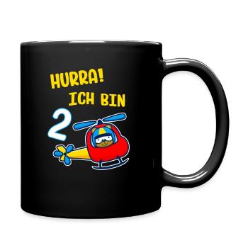 Kids 2nd Birthday Boy Helicopter Helicopter - Full Colour Mug - black - Right