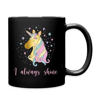 Einhorn Glitzer Spruch Strahlen - Tasse einfarbig - Schwarz - Rechts