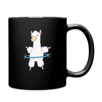 Hulahoop Lama Hullern Alpaka Fitness Fun - Tasse einfarbig - Schwarz - Rechts