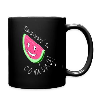 Melone Melonen Wassermelone - Tasse einfarbig - Schwarz - Rechts