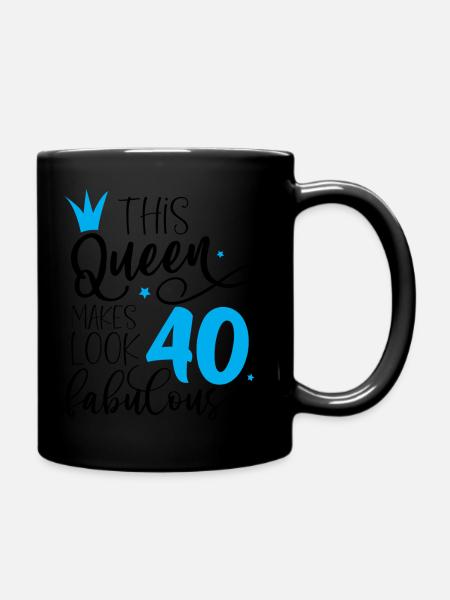 40 and Fabulous Forty Birthday - Full Colour Mug - black