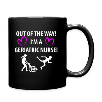 Elderly nurse care for the elderly - Full Colour Mug - black - Right