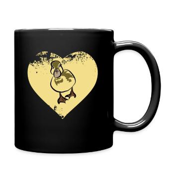 Ente Entchen Quak - Tasse einfarbig - Schwarz - Rechts