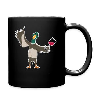 Süße Ente Entchen mit Rotwein lädt zum trinken ein - Tasse einfarbig - Schwarz - Rechts