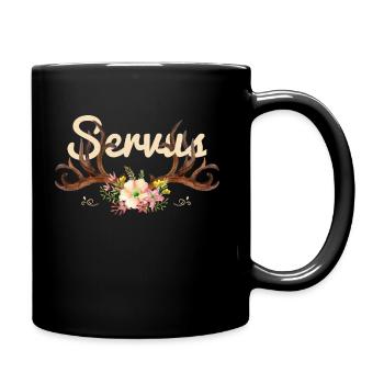 Servus Bayern Dialekt Hirsch Tracht mei Dirndl - Tasse einfarbig - Schwarz - Rechts