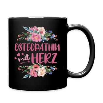Ostheopathin mit Herz - Tasse einfarbig - Schwarz - Rechts