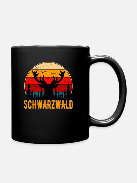 Schwarzwald Retro Hirsch Schwaben Schwarzwälder - Tasse einfarbig - Schwarz