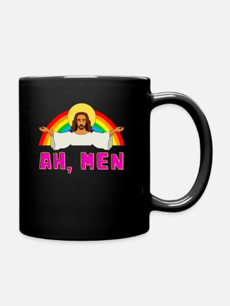 Lusiger LGBT Ah Man Jesus Gay Pride Regenbogen - Tasse einfarbig - Schwarz