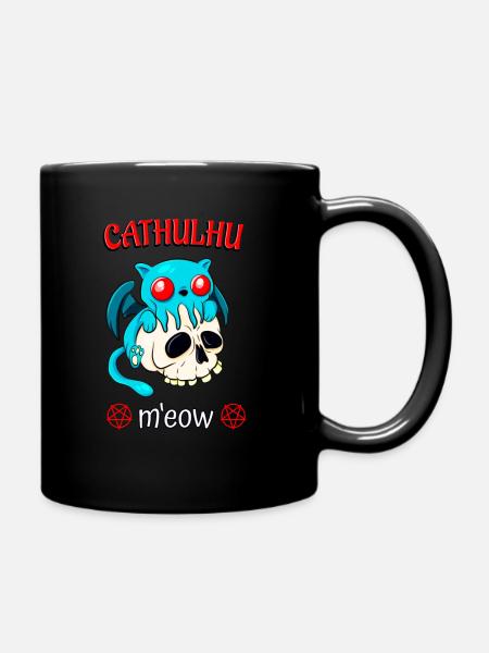 Cthulhu Chat Drôle d’horreur Kawaii Cathulhu M’eow - Mug uni - noir