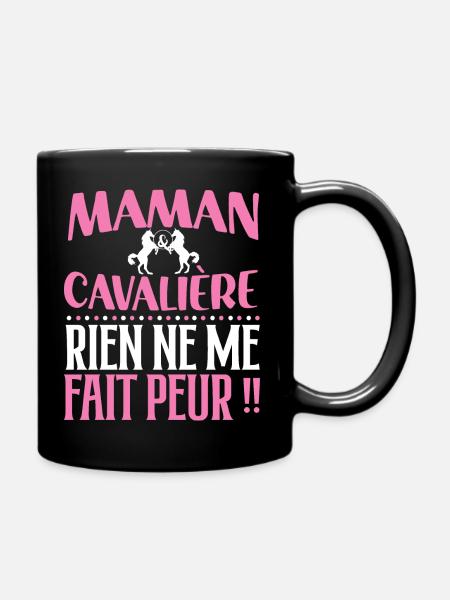 Maman et cavalière. Cadeau pour cavalière - Mug uni - noir