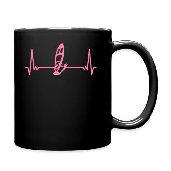 Herzschlag Surfen Herz Windsurf EKG Windsurfer - Tasse einfarbig - Schwarz - Rechts