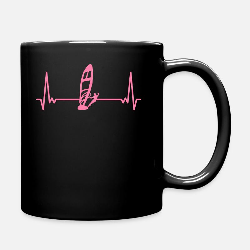 Herzschlag Surfen Herz Windsurf EKG Windsurfer - Tasse einfarbig - Schwarz