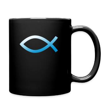Jésus poisson Ichtys symbole chrétien bleu - Mug uni - noir - Droite