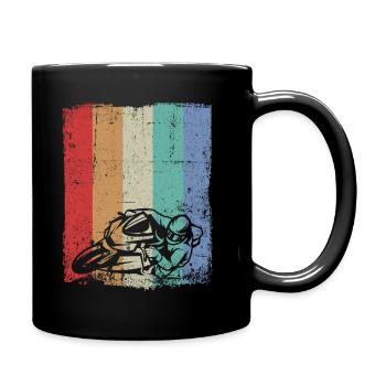 Motorrad Biker Motorradfahrer vintage retro - Tasse einfarbig - Schwarz - Rechts