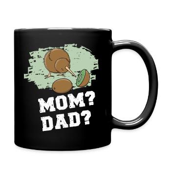 Kiwi Vogel betrachtet Kiwi Frucht - Kiwi Shirt - Tasse einfarbig - Schwarz - Rechts