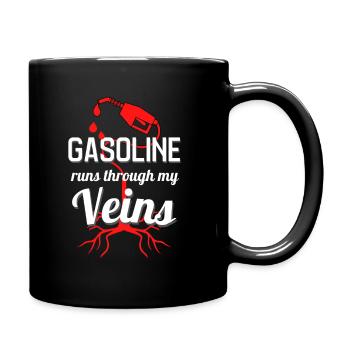 Benzin fließt durch meine Venen Auto Liebhaber - Tasse einfarbig - Schwarz - Rechts