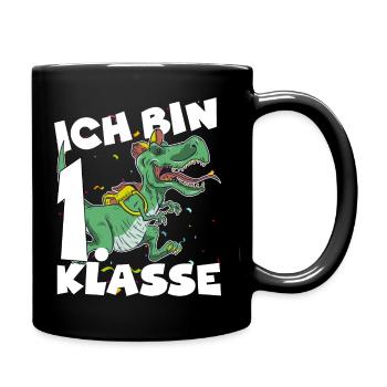 Ich bin erste Klasse Dino Einschulung Dinosaurier - Tasse einfarbig - Schwarz - Rechts