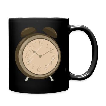 Wecker Symbol Uhr - Tasse einfarbig - Schwarz - Rechts