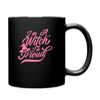Ich bin eine Hexe und stolz Hexer Hexen Hexerei - Tasse einfarbig - Schwarz - Rechts