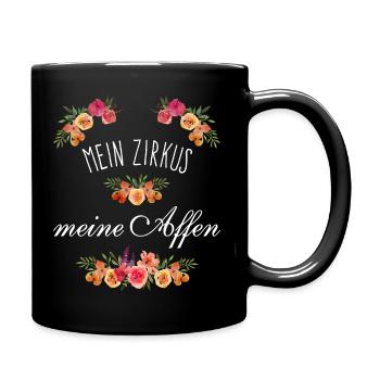 Mein Zirkus Meine Affen Chef Chefin Geschenk - Tasse einfarbig - Schwarz - Rechts