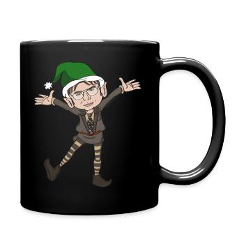 Office - Christmas im Büro - Weihnachtspullover - Tasse einfarbig - Schwarz - Rechts