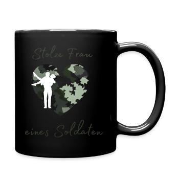 Stolze Frau eines Soldaten - Tasse einfarbig - Schwarz - Rechts