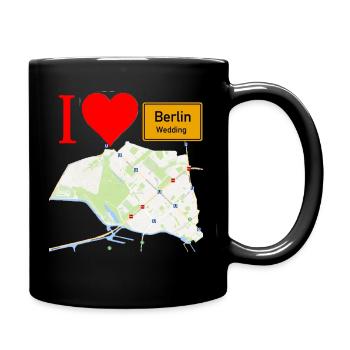 I love Wedding Karte I Geschenk Berlin map Liebe - Tasse einfarbig - Schwarz - Rechts